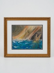 Original Framed Expressionist Seascape Painting 18×22 Signed JTC Ocean Art