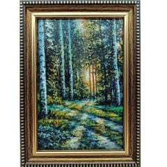 Birch Forest Original Oil Painting 4×6 Framed Signed Sunlit Landscape Path Art
