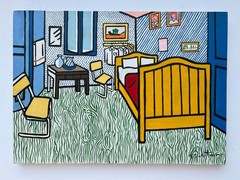 Roy Lichtenstein Acrylic Painting on canvas signed and stamped 20×28 in POP ART