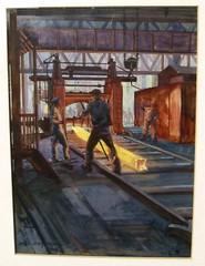 Oscar Detering 1872 – Düsseldorf / work on the blacksmith roller / industrial painting