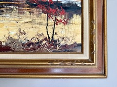 Large Morris Katz Original Oil Painting Palette Knife Landscape Framed 44×32