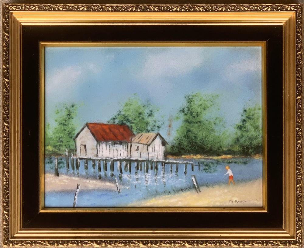 VTG Rare Max Karp Enamel Copper Painting Original Signed Listed Artist