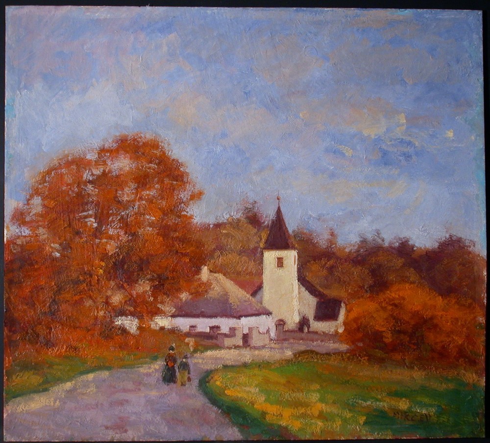 Petr Mircev (1968 Czech Republic) Landscape with 2 Women on the Road.