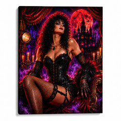 Gothic Vampire Woman Canvas Wall Art Dark Cabaret Horror Glam Decor Halloween