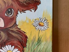 12 x 12 Original Acrylic Painting on Canvas…..“Spring Scottish Highland Cow“