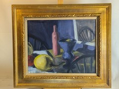 Modern Impressionist Still Life painting abstract risd Purple vintage gold frame