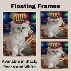 4th of July Fireworks Persian Cat Patriotic Wall Art Canvas Cat Lover Home Decor