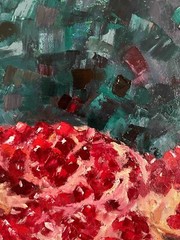 Original Oil Painting “Ruby Pomegranates” – Still Life, 40.5×50.5 cm, Signed, 20
