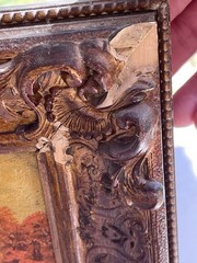 Listed Paul Wesley Oil on Canvas Gesso Frame Landscape Painting Pair Antique