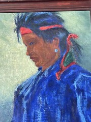 ANTIQUE LANDSCAPE PAINTING AMERICAN Indian LISTED Navajo Gardner Oil 1930’S