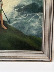 Antique Beach Painting Coastal Fisherman Portrait Art Deco Impressionism 1910’s