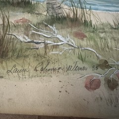 Laura Robinson Signed “Beach Dunes & Palms” Watercolor On Board 20”x30”