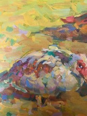 Oil painting Agriculture Birds Ukrainian painter Canvas Unframed Decor original