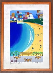 Jennifer Baird Gouache Painting on Paper Bondi Beach in Sydney Australia 2000