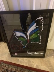 Original Abstract Butterfly Painting – Acrylic on Black Art Board, Framed 18×24