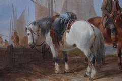 Fisherfolk Unloading Catch on the Beach Oil Painting William Shayer Snr c1830/40
