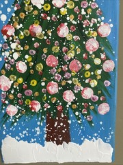 Christmas Tree,5/11/1 Original acrylic Painting On Wood,holidays