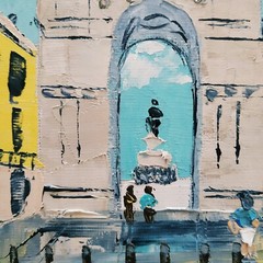 Lisbon Painting Portugal Art Original Art Impasto Oil Painting 3D Art 6×6″