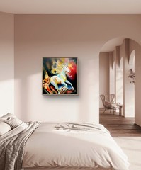 24×24 Unicorn Expressionism Handmade Signed Original Colorful Abstract Fine Art