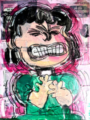 Comic Strip Vintage Mixed Media Pop Art Original Canvas Painting 11×14 Lucy