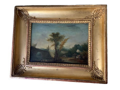 18th Century Romantic Gallant Scene Park Lovers in Garden Versailles Oil Canvas