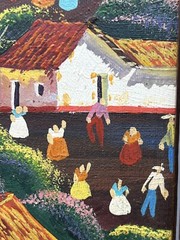 Vintage Costa Rica Folk Art Oil Painting Artist Alier Fernandez 11″x 13″ Framed