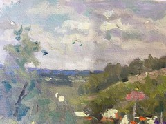 Oil painting Village Ukrainian painter Canvas Unframed Decor original landscape