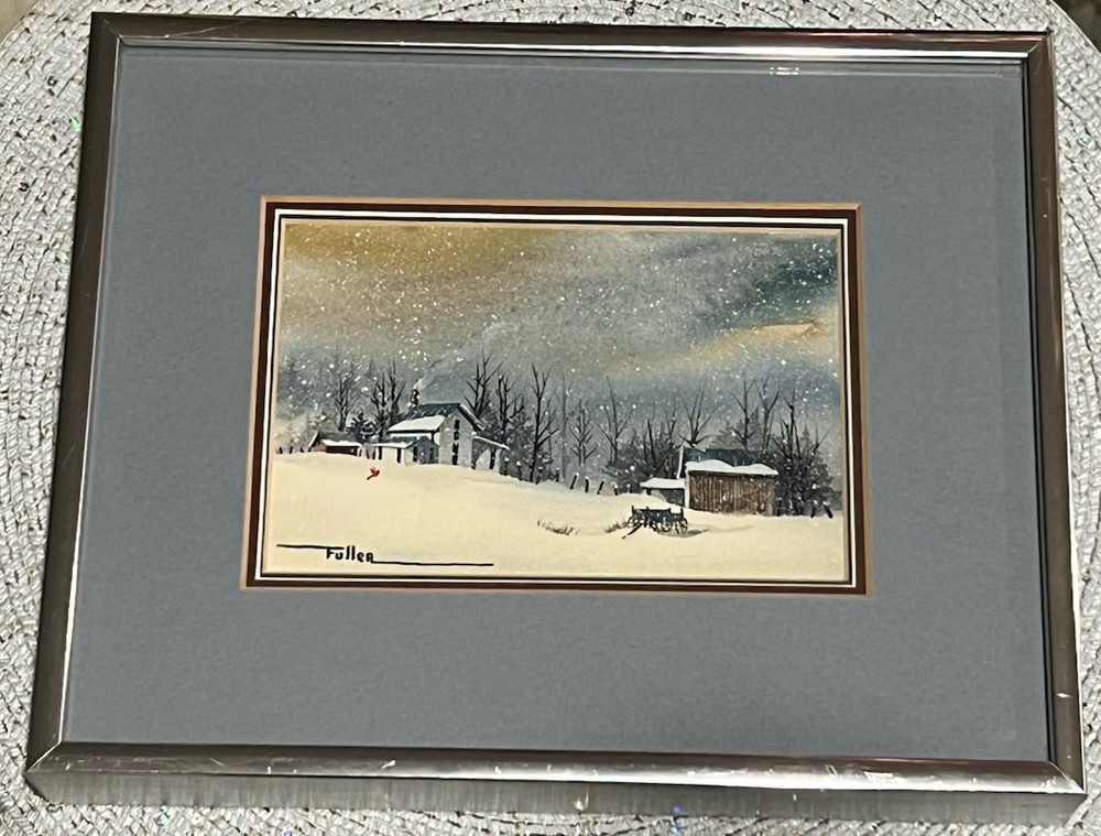 Lu Fuller Original Watercolor Painting “Left Out In The Field” Winter Landscape