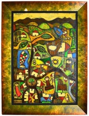 ☀️🌳“Community”🕊️👁️ (Attributed) – Original Artwork on Wood by Fernando Llort