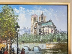 Impressionist Paris Scene Painting Caroline Burnett Gilt Frame