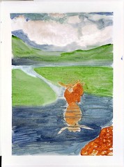 Highland Cow Argyll Scotland Original Impressionist Watercolor 9×11 Paper Signed