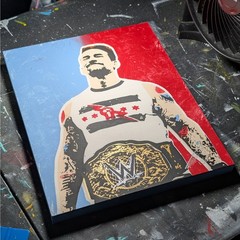 CM Punk Original Stencil Painting WWE Champion 11×14 Wood Panel thinksojoe