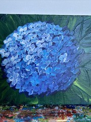 Hydrangea,blue,flowers,bouquet Acrylic paintings on canvas original 5/7