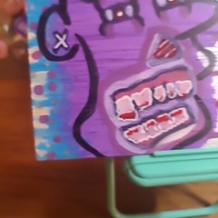 Original Painting Graffiti Bart Cartoon Purple Silver Simpsons Skull Faced Throw