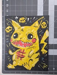 Pikachu Painting Expressionist Pokemon Folk Art Thayer OOAK Graffiti Signed