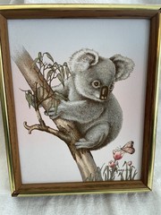 Vintage 90’s Koala Bear In Tree Framed Signed C Carson Oil Painting 8×10” COA