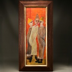 MARC CHAGALL Attributed Original Vintage WPA Double Sided Portrait Oil Painting
