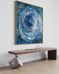 Original Blue Paintings On Canvas, Modern Ocean Oil Painting, Contemporary Art