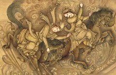 Persian Miniature Painting A Persian Man And Women On Horse Fine Art 6.5x9Inches