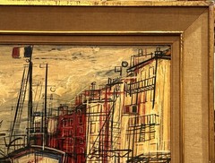 Michel-Marie Poulain (French), VTG MCM Origin. Oil/Masonite „Toulon 1954“ Signed