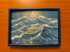 Original Artwork OIL Painting Landscape OCEAN WAVE FRAME Seascape Arts Gift 7х5″