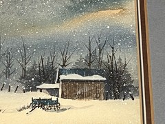 Lu Fuller Original Watercolor Painting “Left Out In The Field” Winter Landscape