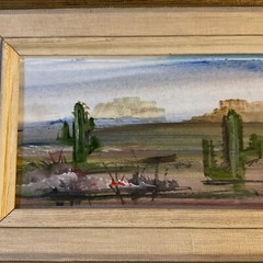 VINTAGE landscape original hand painted watercolor PAINTING desert southwestern