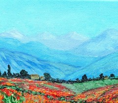 Susan Tolle-Knight Red Poppies 8×8 Canvas Original Acrylic Painting Home Decor
