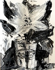 Monochrome Floral 11×14 Paper Original Artwork Abstract Expressionist Fine Art