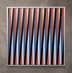 “Electric Convergence” Framed Abstract Geometric Painting 24”x24” by C. Requejo