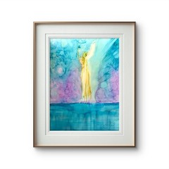 Neal 20″x26″ Vibrant Figurative Original Alcohol Ink on Yupo Worship Art