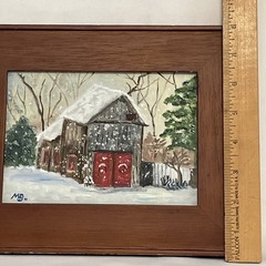 Original Oil Painting “Barn On Irish Hill” Red Barn Farmhouse Country 5” x 7”