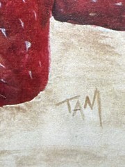 Original Artwork Strawberries by Tami Wolfgram Signed Cottage Core 11 x 9.5 in