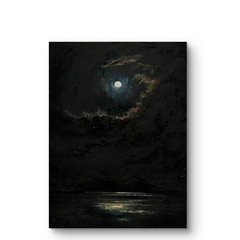 Gothic Full Moon Original oil painting Landscape on canvas impressionism art